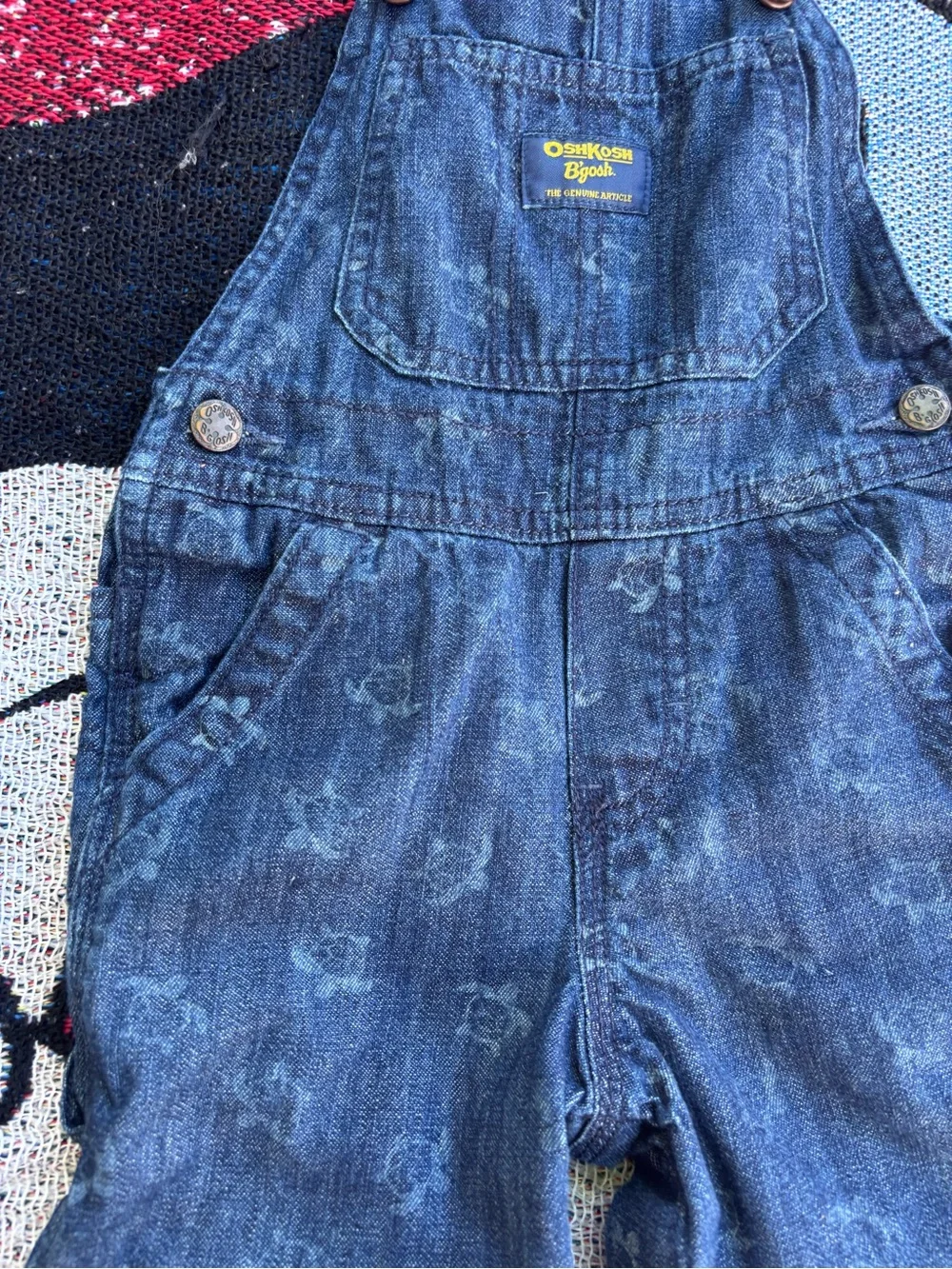 OSH KOSH DENIM TURTLE GRAPHIC PRINT OVERALLS SIZE 24 MONTHS BEACH ADORABLE